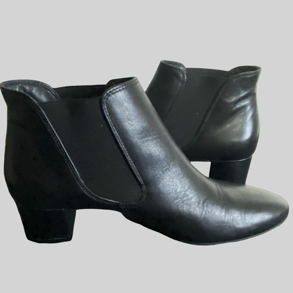 Paul Green Black Leather Chelsea Style Office Casual Ankle Heel Boots-Sz-5 1/2 - Picture 1 of 16